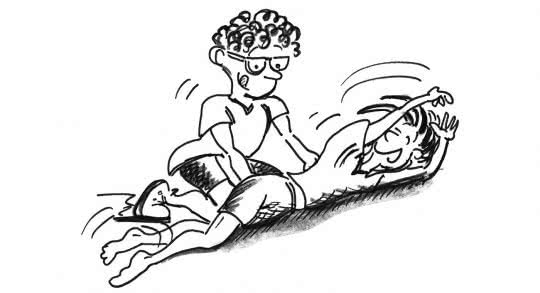 Deux enfants effectuent un exercice.