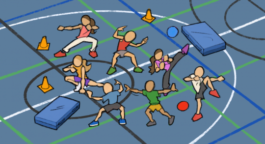comic: Il gioco del "Ninja" fatto in palestra.