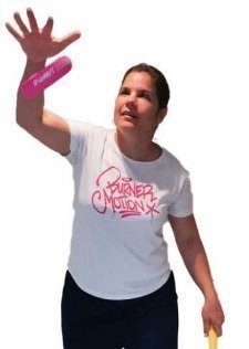 Frau beim Batting.