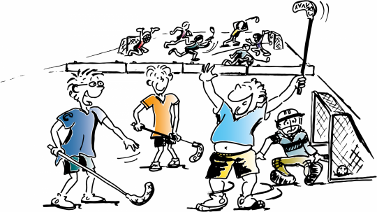 Dessin: un enfant en surpoids marque un but.