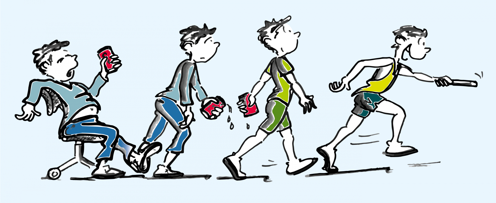 Evolution vom Sportmuffel zum Sportbegeisterten.